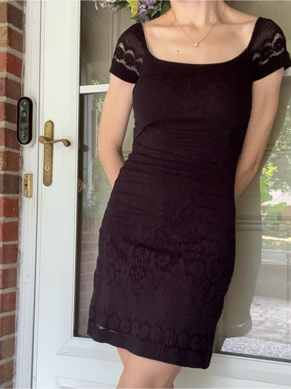 Vintage 2000’s Free People Black Lace Scoop-Neck Women's Evening Cocktail Dress